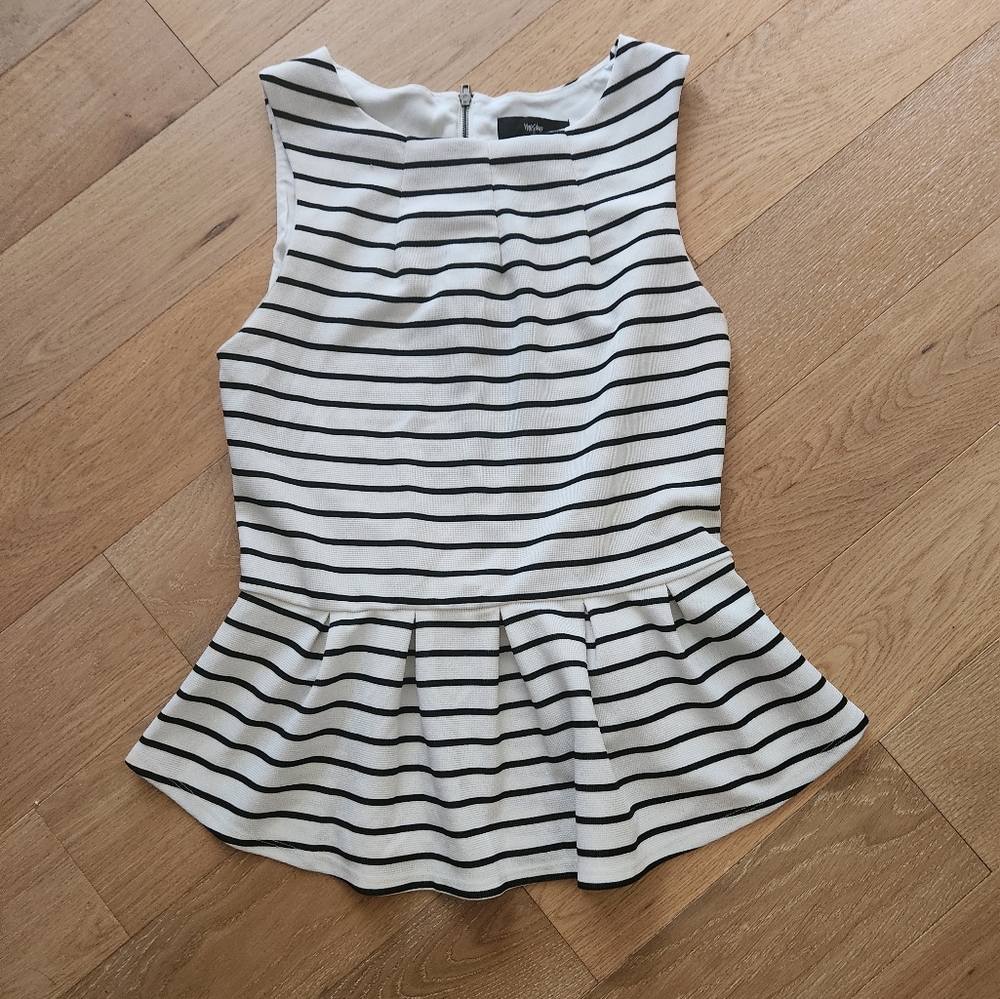 MOSSIMO | Black and white striped peplum top